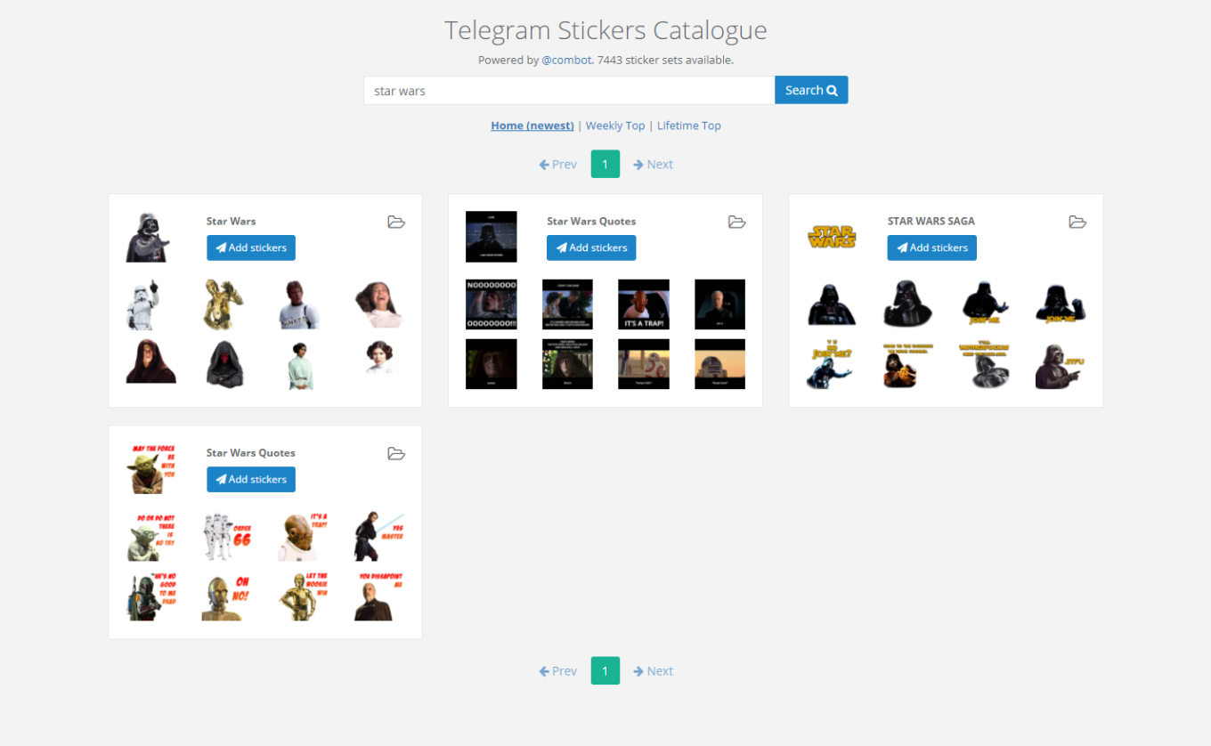 Combot запустил каталог стикеров для Telegram